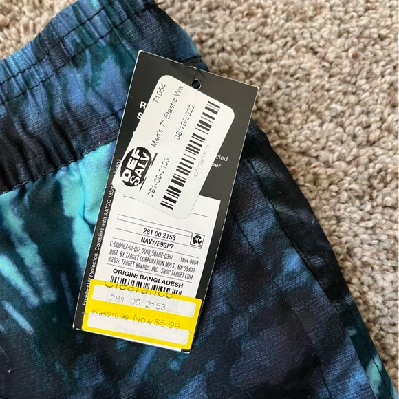NWT Original Use Men's Blue Tie Dyed Navy Swim Trunks Inseam 7” Size Large - Picture 5 of 6